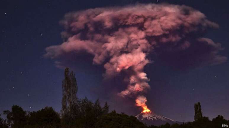 Villarrica, no Chile, entrou em erupção em março de 2015