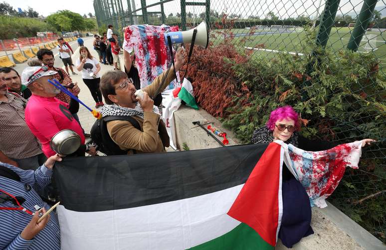 Palestinos protestaram contra o amistoso da Argentina contra Israel