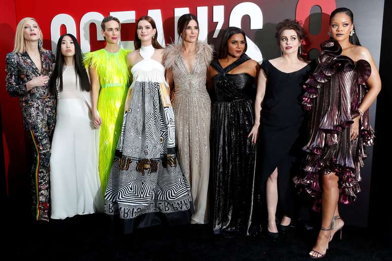 Elenco de "Oito Mulheres e um Segredo" 05/06/2018 REUTERS/Mike Segar
