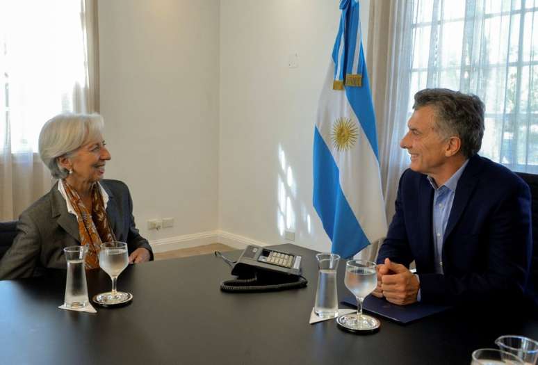 Diretora-gerente do FMI, Christine Lagarde, e presidente argentino, Mauricio Macri