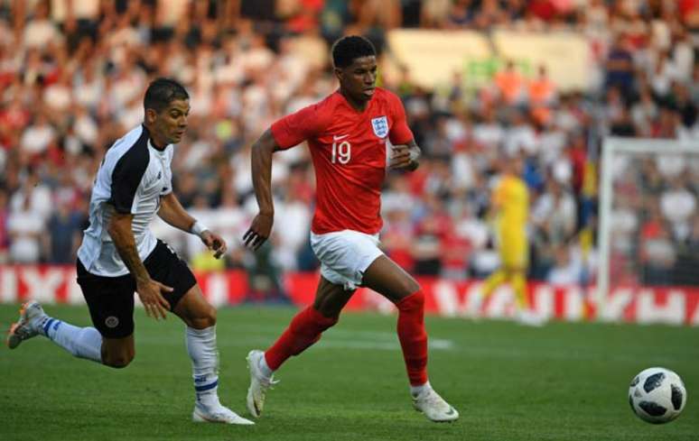 Rashford fez o primeiro gol da Inglaterra no amistoso contra a Costa Rica (Foto: Paul Ellis / AFP)