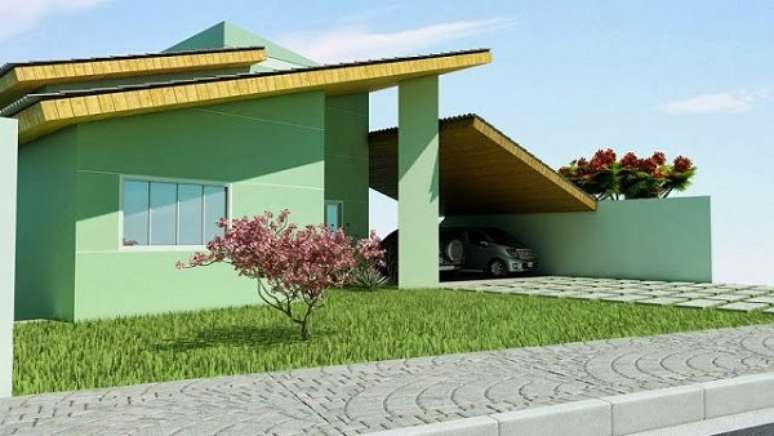27- Projeto para construção de casas com pintura na cor verde.