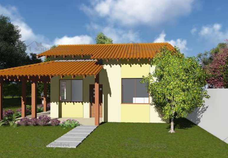 28- Projeto para construção de casas com textura nas paredes.