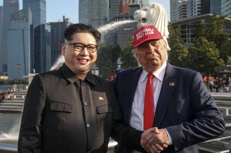 Imitadores de Kim Jong-un e Donald Trump já estão circulando por Cingapura