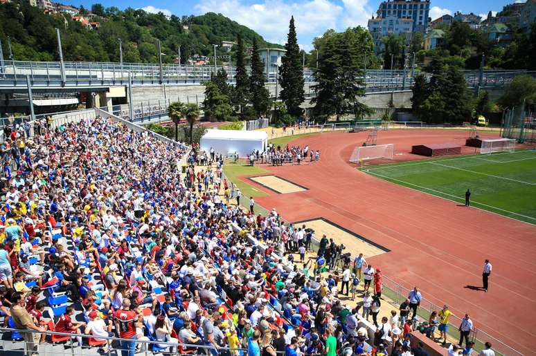 Arquibancada do estádio em que a Seleção treinou, em Sochi