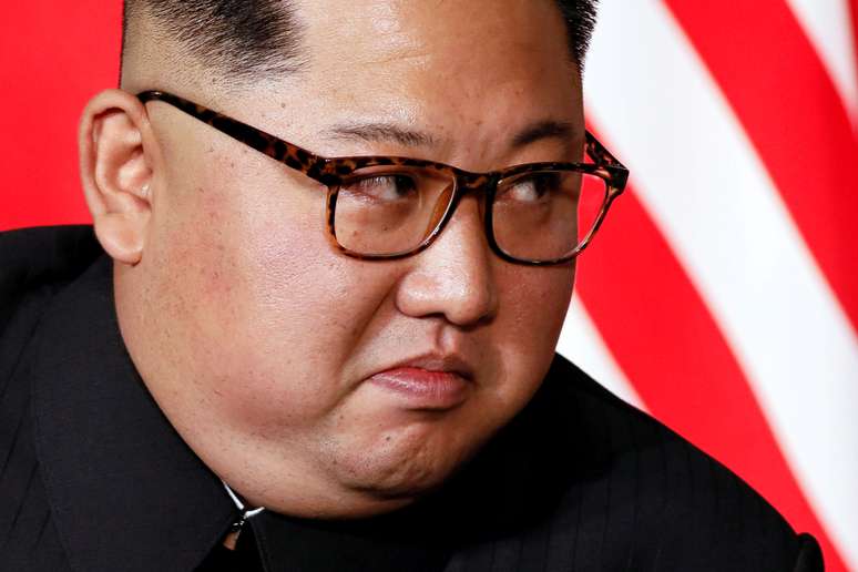 Líder norte-coreano, Kim Jong Un, durante encontro com Donald Trump em Cingapura
12/06/2018 REUTERS/Jonathan Ernst 
