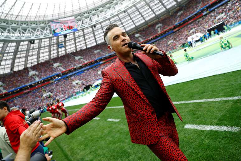 Robbie Williams na abertura da Copa do Mundo 14/06/2018 REUTERS/Kai Pfaffenbach