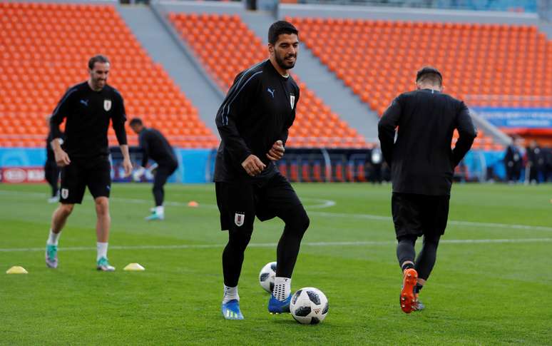 Luis Suárez em treino da seleção do Uruguai 14/06/2018  REUTERS/Andrew Couldridge