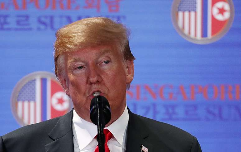 Presidente dos Estados Unidos, Donald Trump, durante coletiva de imprensa em Cingapura 12/06/2018 REUTERS/Jonathan Ernst 