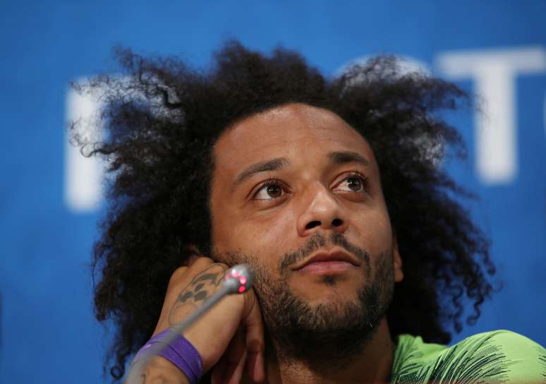 Soccer Football - World Cup - Brazil Press Conference - Rostov Arena, Rostov-on-Don, Russia - June 16, 2018   Brazil's Marcelo during the press conference   REUTERS/Marko Djurica - RC1F8CD6FB00