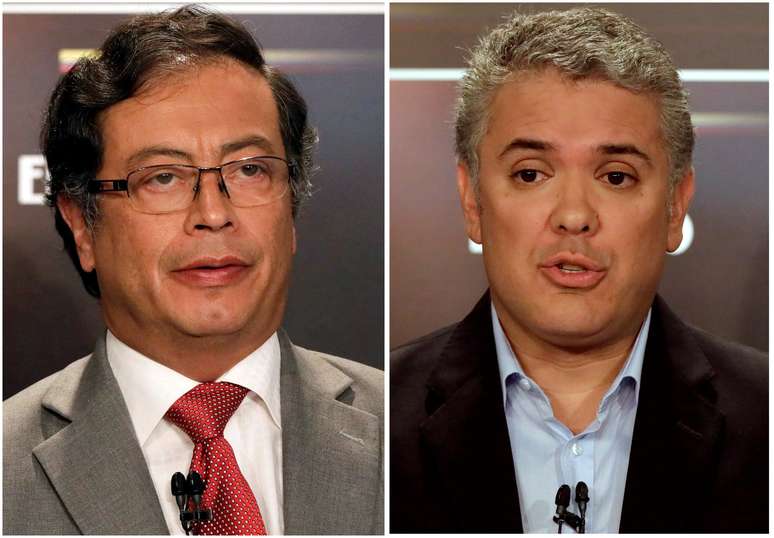 Gustavo Petro, ex-guerrilheiro que governou Bogotá, e candidato de direita, Iván Duque, disputam o segundo turno neste domingo