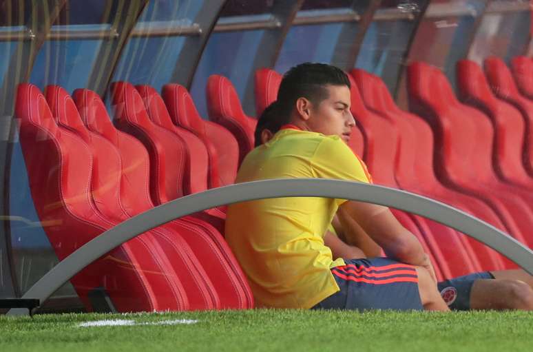 James Rodríguez durante treino da Colômbia
 18/6/2018     REUTERS/Ricardo Moraes