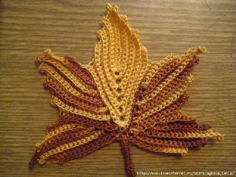 30. Ideia de como fazer folha de croch&ecirc;