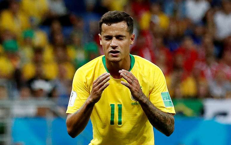 Philippe Coutinho lamenta chance perdida em jogo Brasil x Suíça 17/06/2018 REUTERS/Damir Sagolj