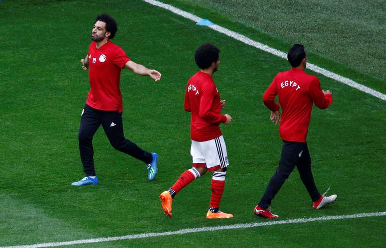 Salah no aquecimento para jogo Egito x Rússia 18/06/2018  REUTERS/Anton Vaganov