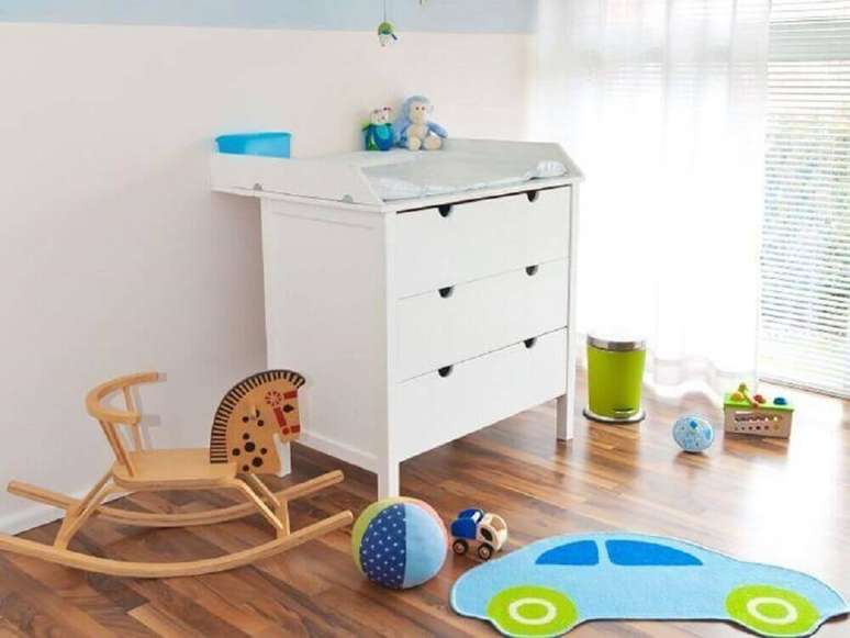 59. A cômoda com trocador é um item indispensável para o quarto de bebê decorado
