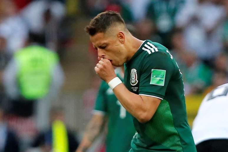 Javier "Chicharito" Hernández durante partida da seleção do México contra a Alemanha em Moscou
17/06/2018 REUTERS/Maxim Shemetov