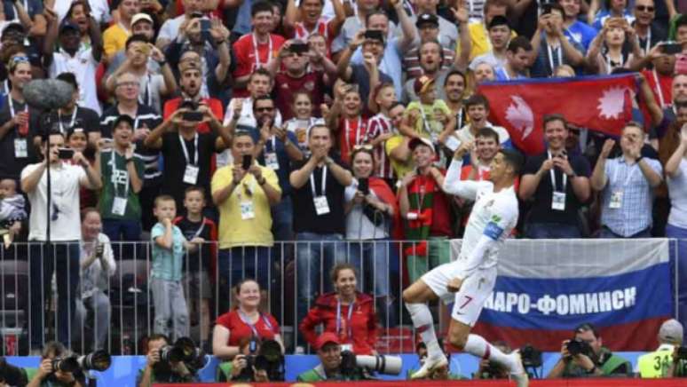 CR7 fez o único gol da partida, aos quatro minutos, na primeira vitória de Portugal nesta Copa (FADEL SENNA/AFP)