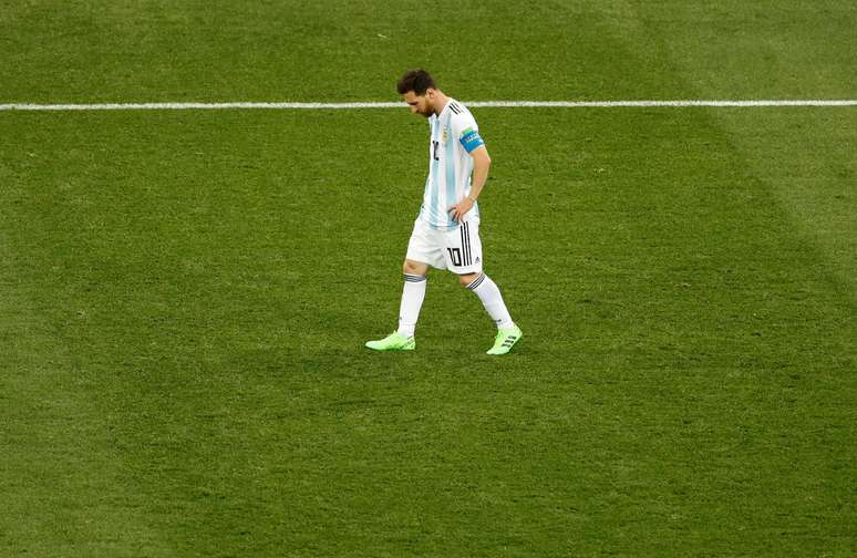 Lionel Messi após gol sofrido pela Argentina contra a Croácia 22/06/2018 REUTERS/Carlos Barria