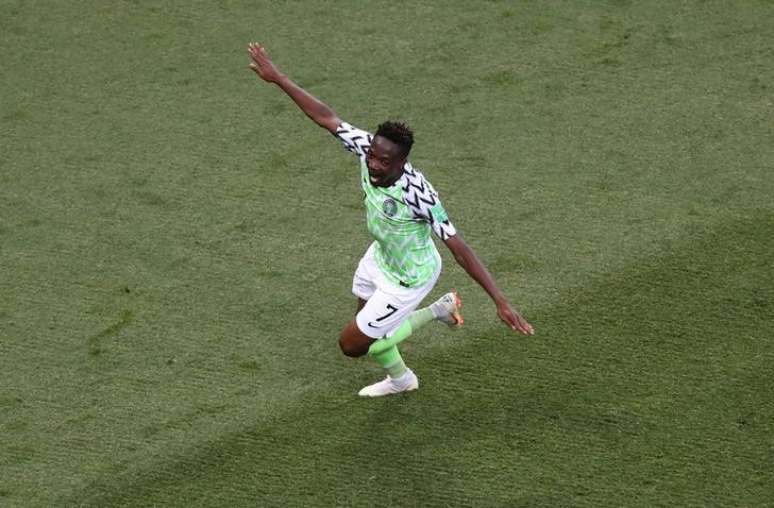 Ahmed Musa, da Nigéria, comemora gol marcado contra a Islândia na Copa do Mundo
22/06/2018 REUTERS/Sergio Perez