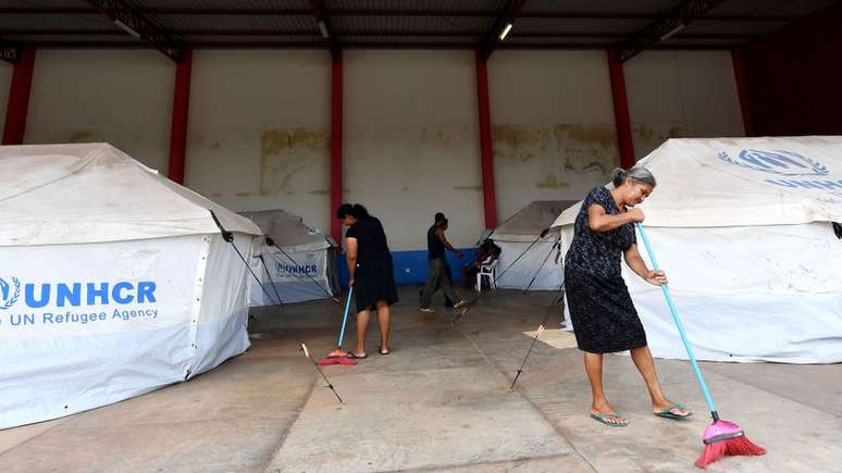 Mulheres em um acampamento para refugiados venezuelanos no Brasil: país é o terceiro principal destino