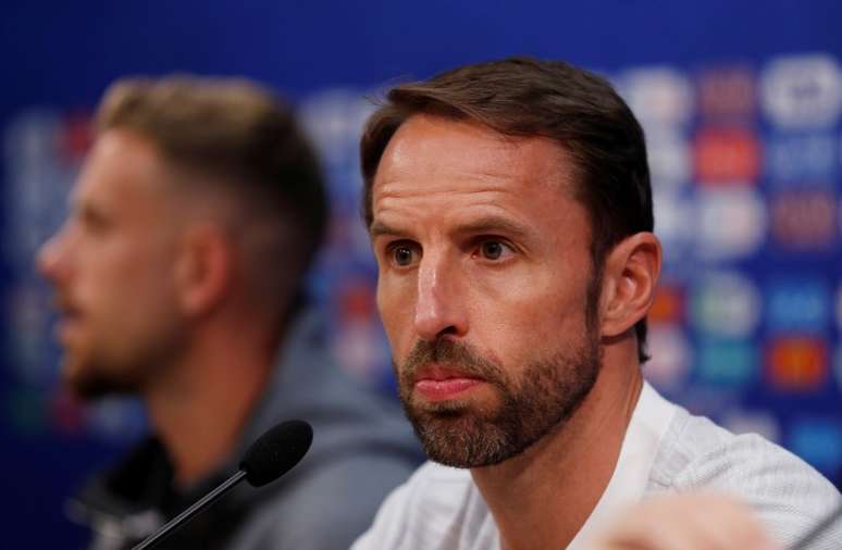 Técnico da Inglaterra, Gareth Southgate, durante entrevista coletiva em Nizhny Novgorod
23/06/2018 REUTERS/Carlos Barria