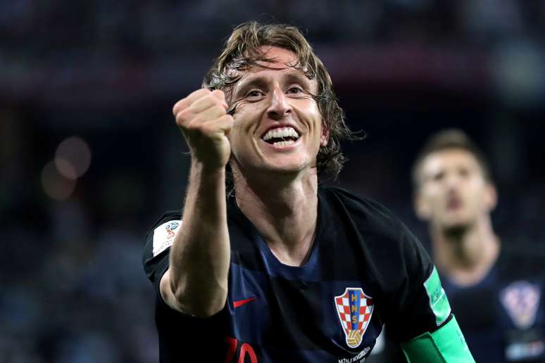 Modric comemora gol contra a Argentina
 21/6/2018        REUTERS/Ivan Alvarado 