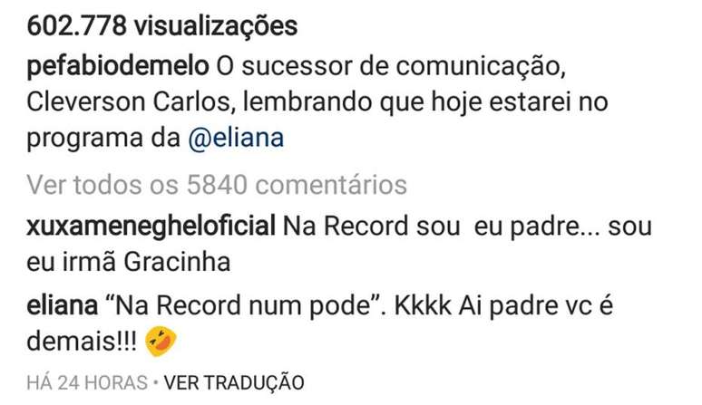 Xuxa comentou em publicação de Padre Fábio de Melo. 