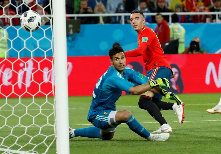 Iago Aspas, da seleção da Espanha, comemora gol marcado contra Marrocos na Copa do Mundo
25/06/2018 REUTERS/Gonzalo Fuentes