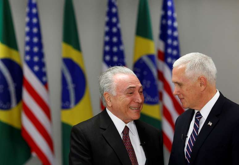 O vice-presidente dos Estados Unidos, Mike Pence, e o presidente brasileiro, Michel Temer, durante reunião em Brasília
26/06/2018
REUTERS/Adriano Machado 