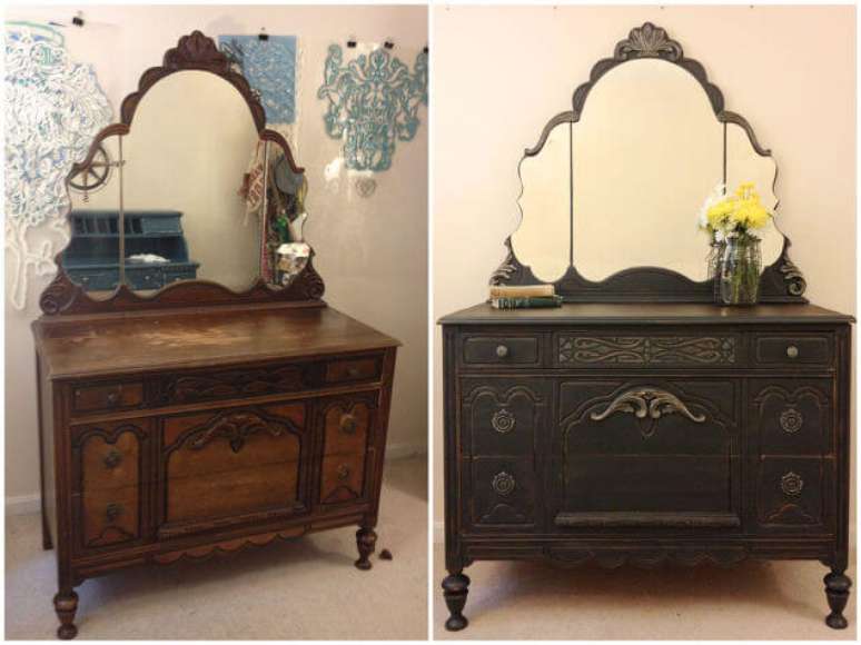 30. C&ocirc;moda retr&ocirc; de madeira renovada