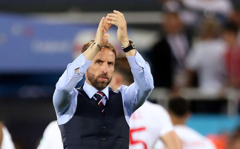 T&eacute;cnico da Inglaterra, Gareth Southgate, durante partida contra a B&eacute;lgica na Copa do Mundo
28/06/2018 REUTERS/Marko Djurica