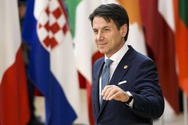 Giuseppe Conte durante cúpula do Conselho Europeu, em Bruxelas