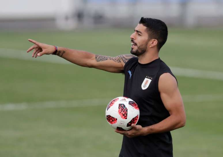 Atacante uruguaio Luis Suárez durante treino para jogo com Portugal 29/06/2018  REUTERS/Henry Romero