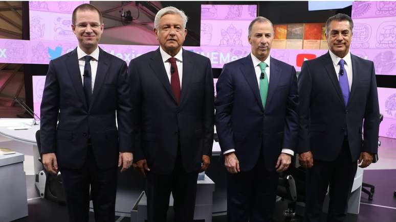 Candidatos à Presidência do México: Ricardo Anaya, Andres Manuel Lopez Obrador, Jose Antonio Meade e Jaime Rodriguez Calderon, no terceiro e último debate televisivo