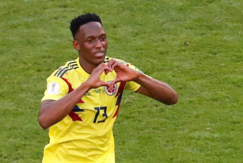 Yerry Mina, da Colômbia, comemora gol marcado contra Senegal na Copa do Mundo
28/06/2018 REUTERS/David Gray