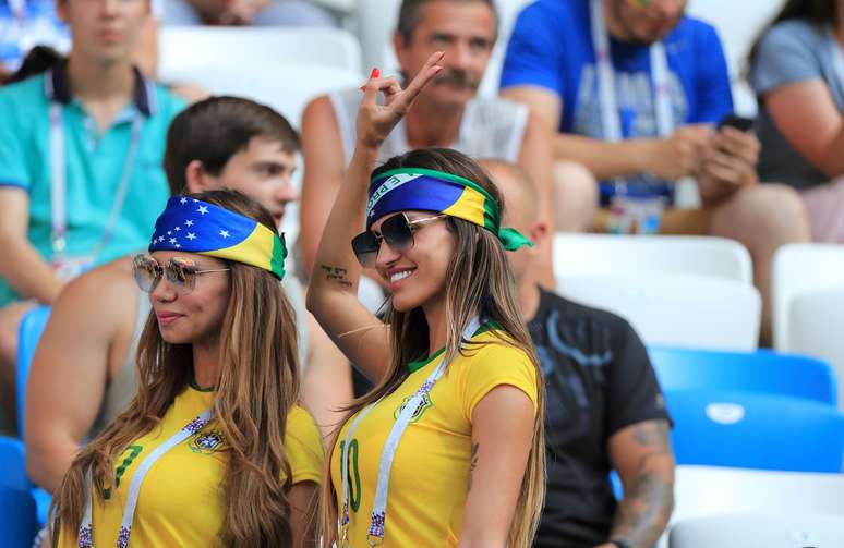 Torcedoras brasileiras durante a Copa da Rússia