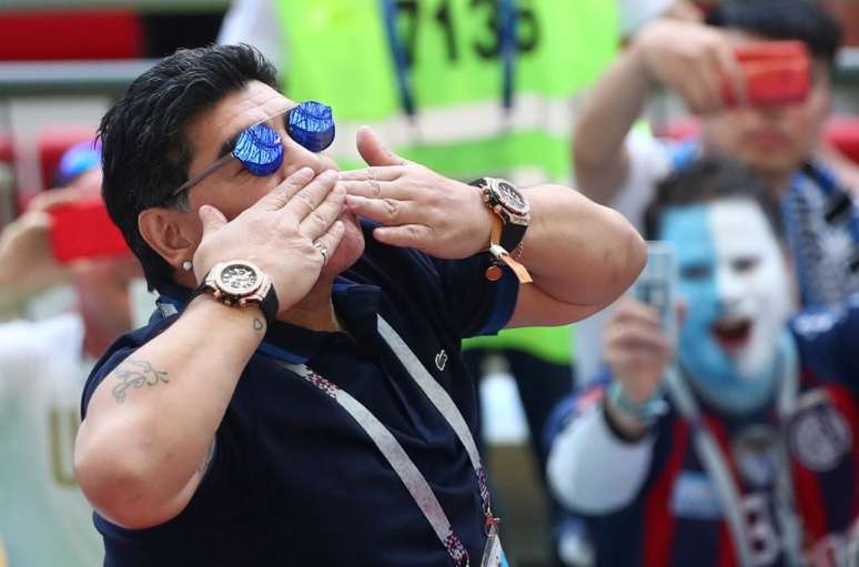 Ex-jogador argentino Diego Maradona durante partida da Copa do Mundo em Kazan, na Rússia 30/06/2018 REUTERS/Pilar Olivares 