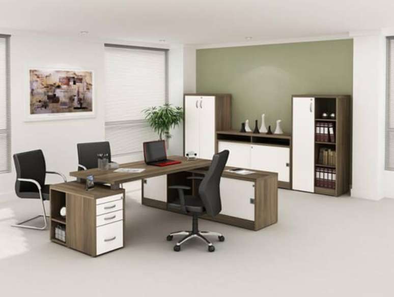 20 – Mesa para escritório com gaveta padrão madeira.