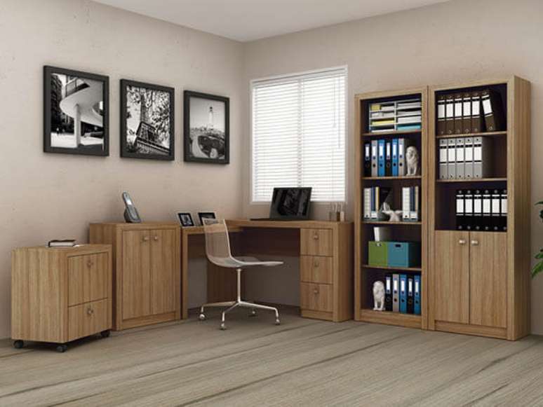 16 – Mesa para escritório de madeira para canto.