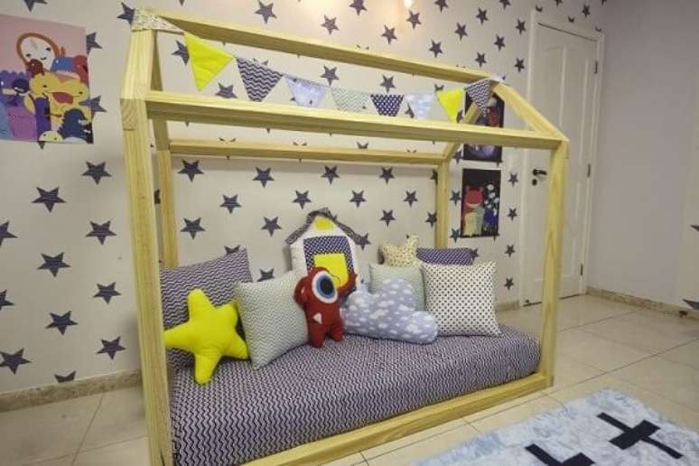 76. Quarto de menino com cama casinha. Projeto de Andrea Bento