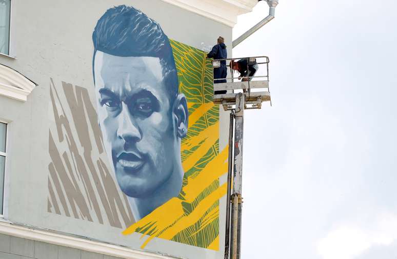 Mural de Neymar em Kazan 05/07/2018 REUTERS/John Sibley