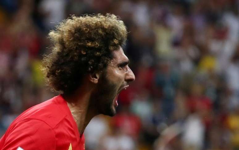 Belga Marouane Fellaini comemora seu gol contra o Jap&atilde;o, em jogo das oitavas de final
02/07/2018
REUTERS/Sergio Perez