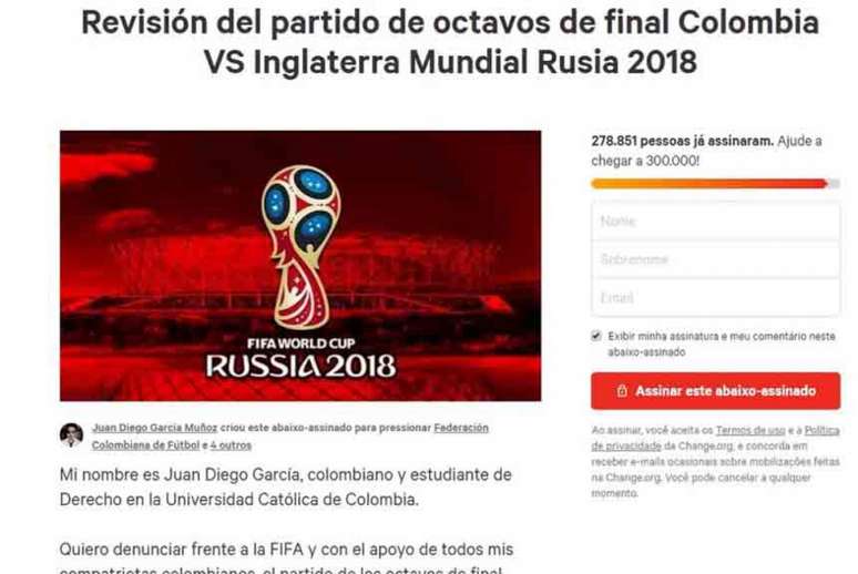 Torcedor quer novo jogo entre Colômbia x Inglaterra (Reprodução)