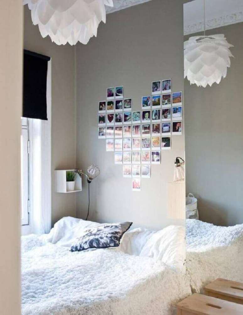 4. O mural de fotos para quarto em formato de cora&ccedil;&atilde;o s&atilde;o os mais utilizados