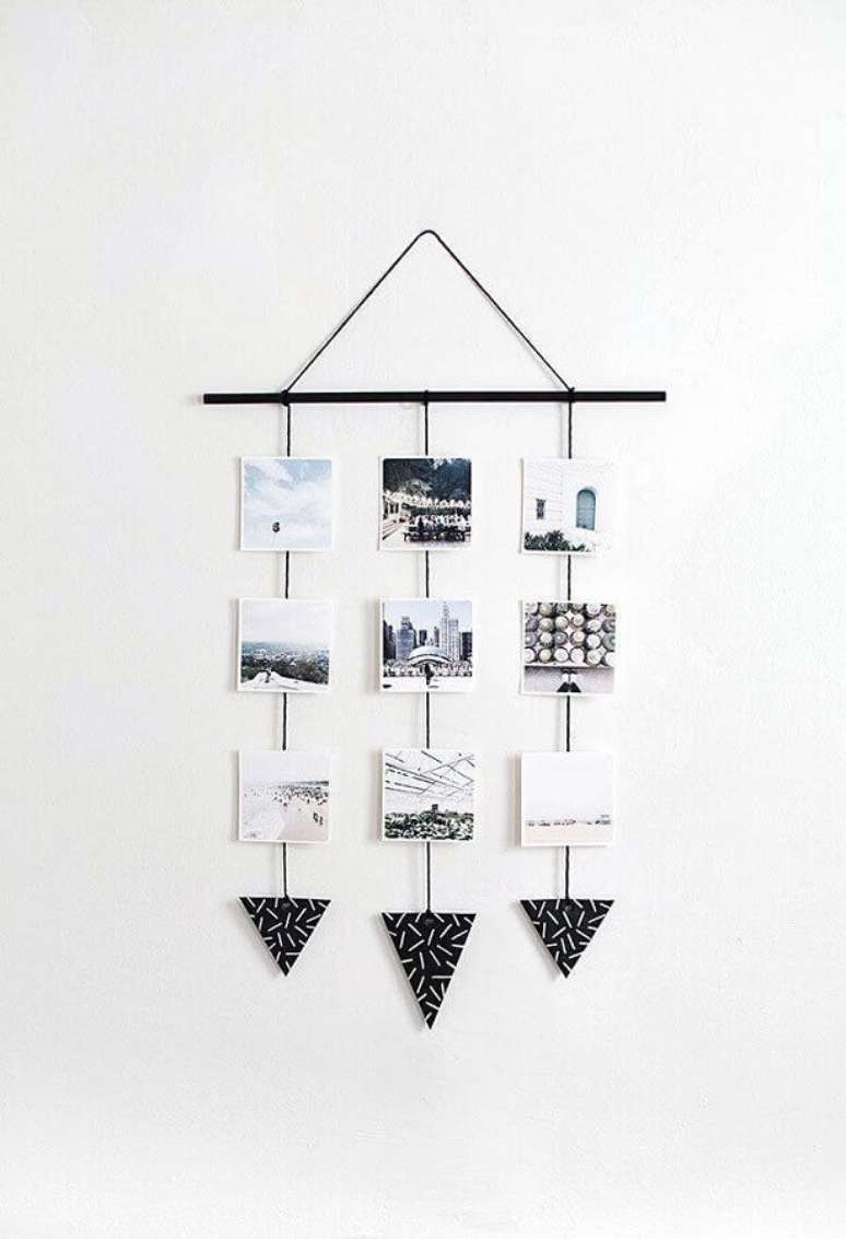 25. Decora&ccedil;&atilde;o escandinava com mural de fotos na parede