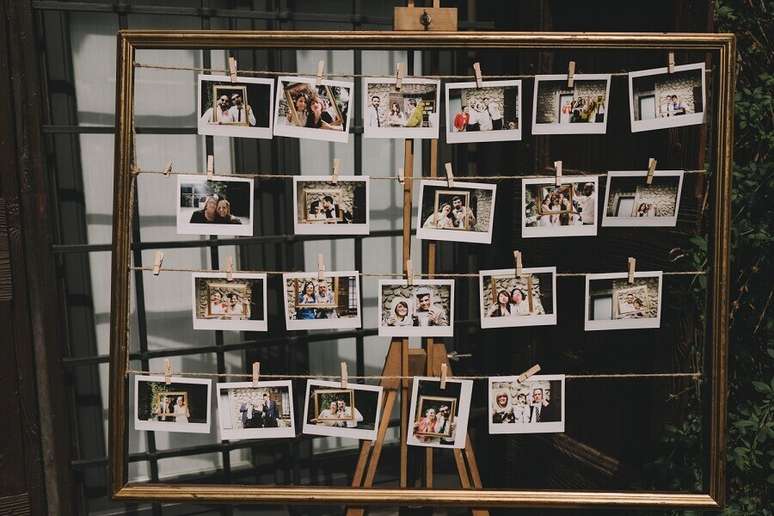 9. Ideias de decora&ccedil;&atilde;o com painel de fotos para festa de casamento