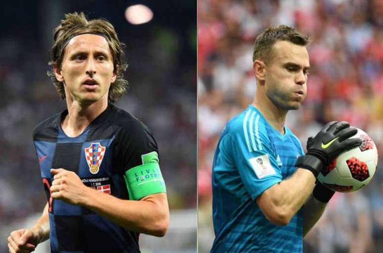 Modric e Akinfeev vão duelar neste sábado, em Sochi - FOTOS: AFP