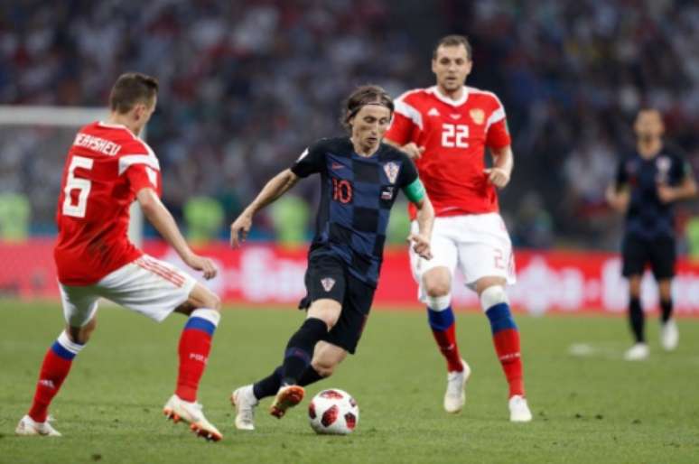 Modric durante a dramática partida contra a Rússia - FOTO: AFP