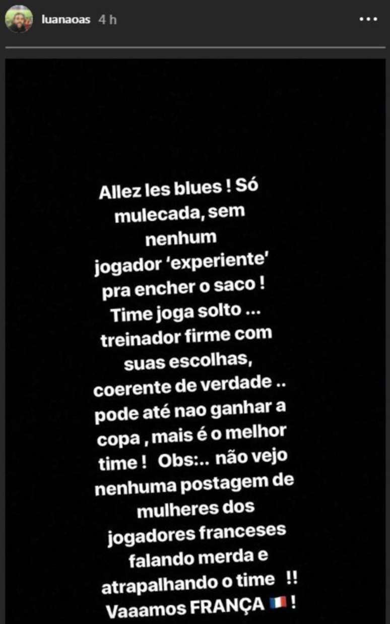 Post de irmão de Marquinhos no Instagram.